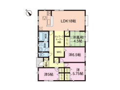 4LDK+WIC+テレワークコーナーつき平屋